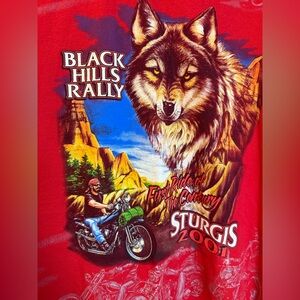 Sturgis 2001 Vintage Red Men’s 2001 Black Hills Rally T-Shirt BIKER Riding MOTO
